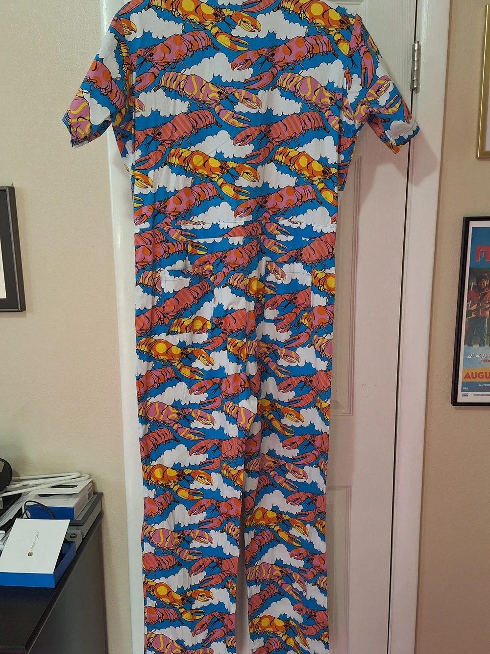 Nooworks Blue, Orange and Pink Lobster Print Jumpsuit Coveralls XXL - Picture 2 of 6